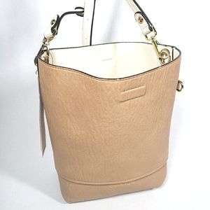 Calvin Klein Reversible Bucket Bag Purse White Tan